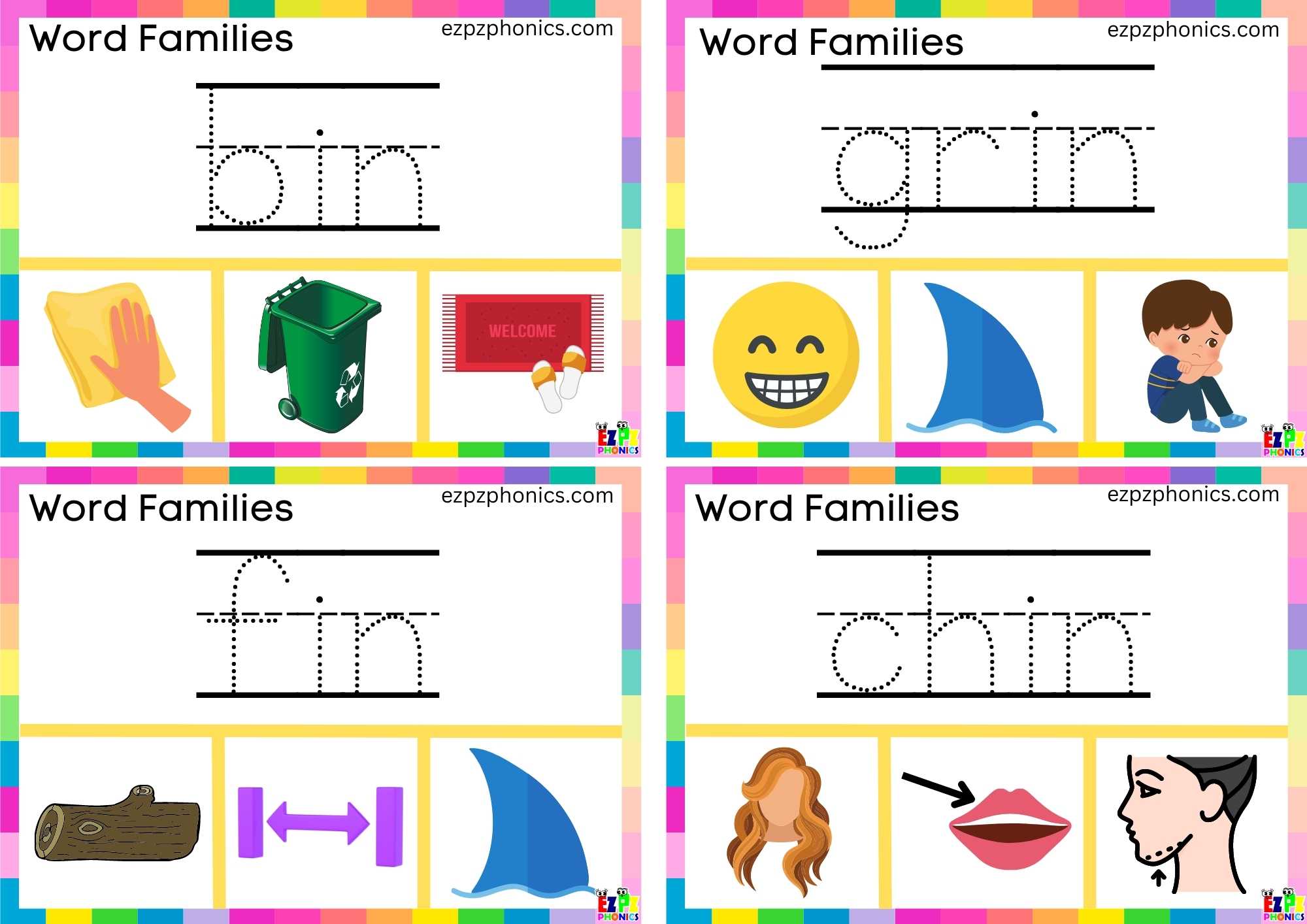 Word Family in Write the words and clip the image Clip cards set 1